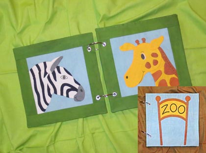 Zany Zoo Faces Quiet Book in Solid Fabrics